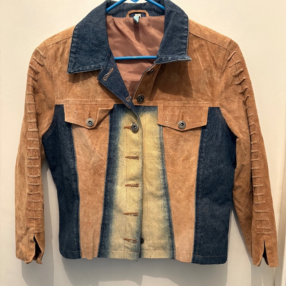 Denim & Leather Jacket by Pow Wow size Small